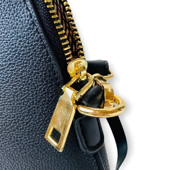 Louinhide Black Faux  Leather Handbag / Crossbody with Pinstripe Lining - Picture 7 of 11